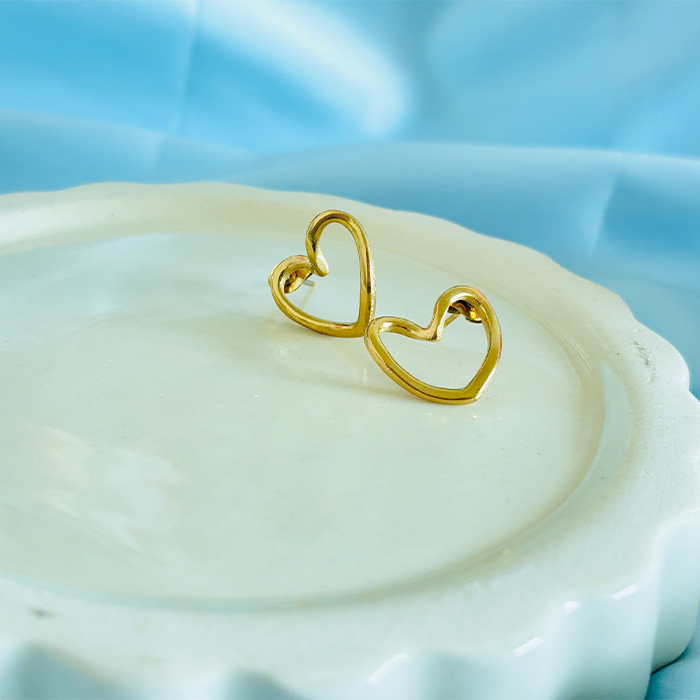 Heart Shape Gold Plated Stud Earrings