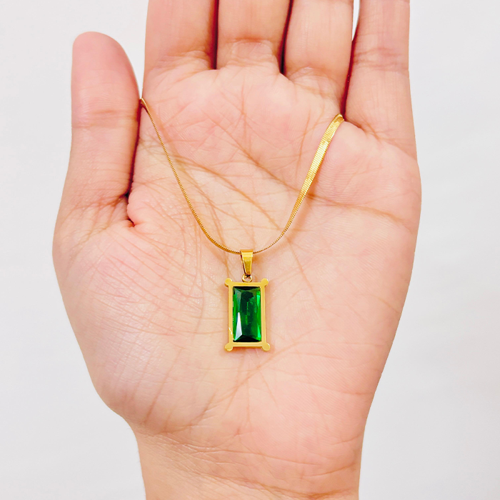 Tarnish Green Geometric Pendant