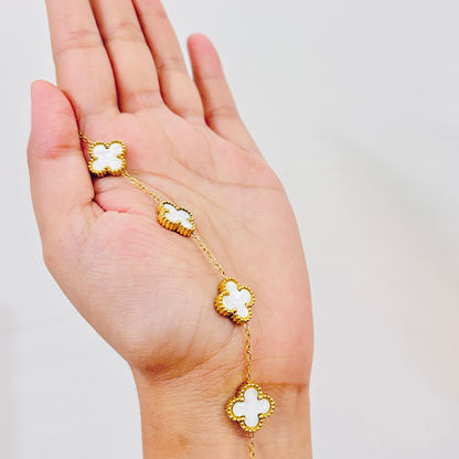Clover Bracelet – White Enamel Finish