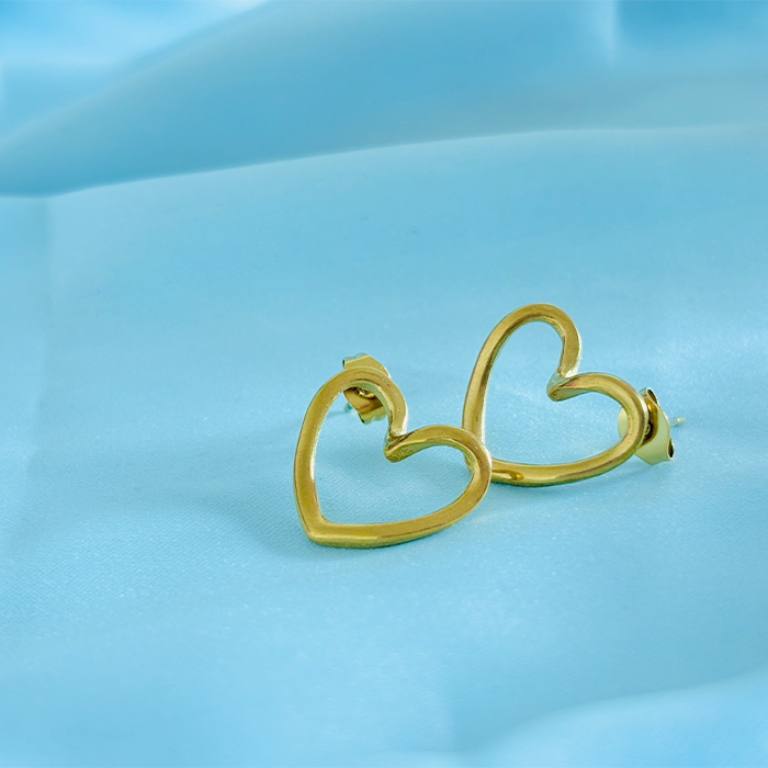 Heart Shape Gold Plated Stud Earrings
