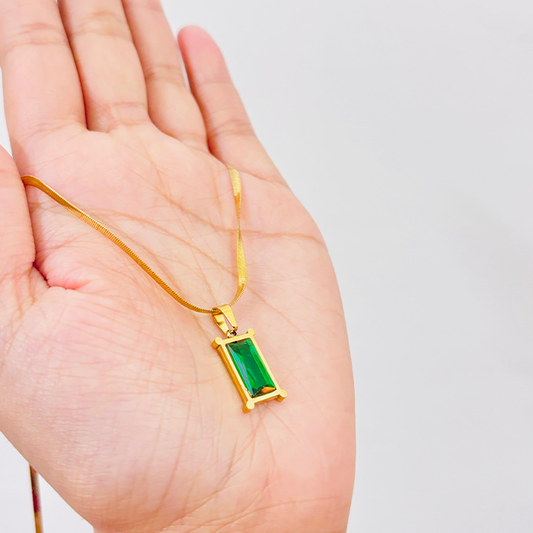 Tarnish Green Geometric Pendant