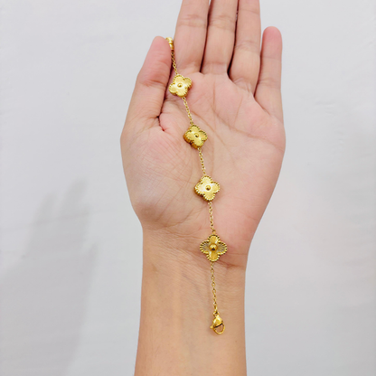 Clover Bracelet – Gold Enamel Finish