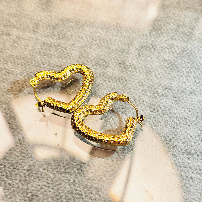 Heart-Shaped Gold Hoop