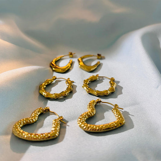 Combo 6 - Gold Hoop Earrings Set