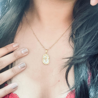 Rose Themed Pendant - White