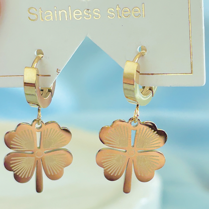 Four-Leaf Clover Hoop Earrings