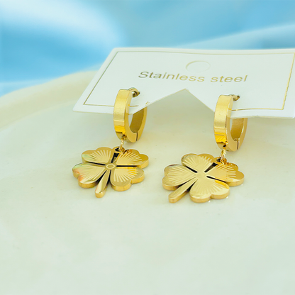 Four-Leaf Clover Hoop Earrings