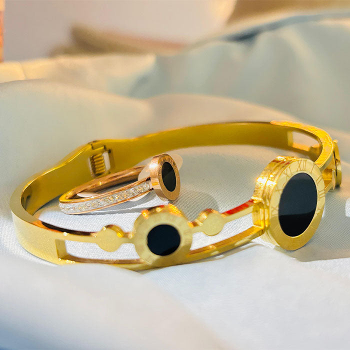 Combo 2 - Golden Bracelet With Ring