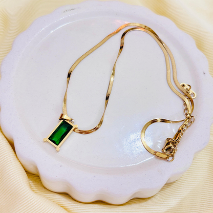 Tarnish Green Geometric Pendant