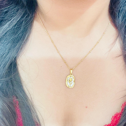 Rose Themed Pendant - White