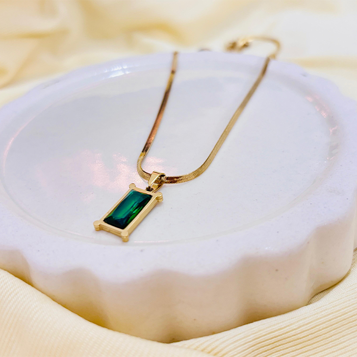 Tarnish Green Geometric Pendant
