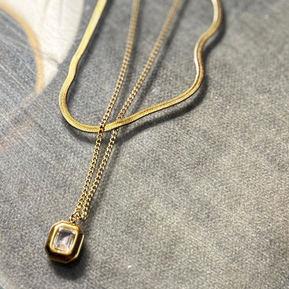 Gold Pendant with Crystal