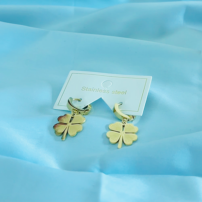 Four-Leaf Clover Hoop Earrings