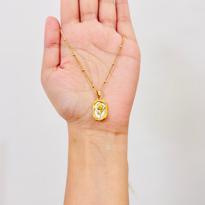 Rose Themed Pendant - White