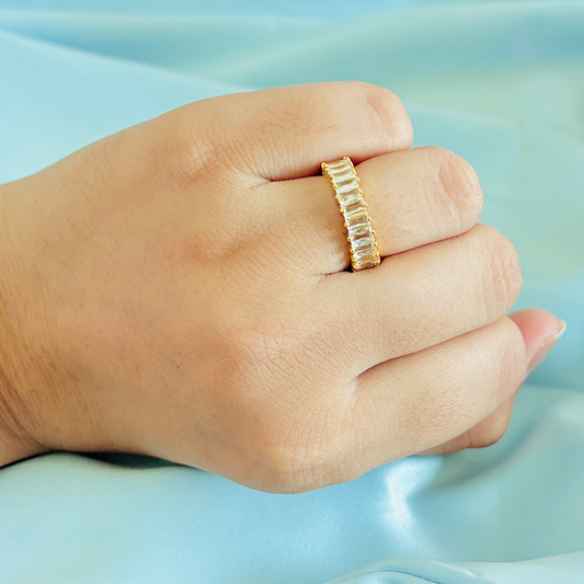 Gold-Plated Crystal Ring