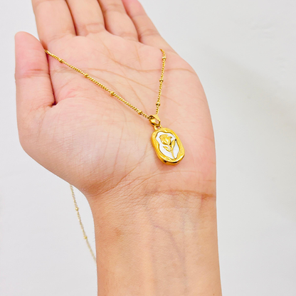 Rose Themed Pendant - White