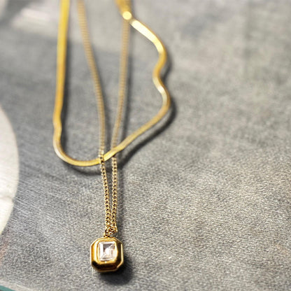 Gold Pendant with Crystal