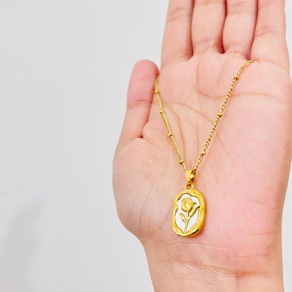Rose Themed Pendant - White