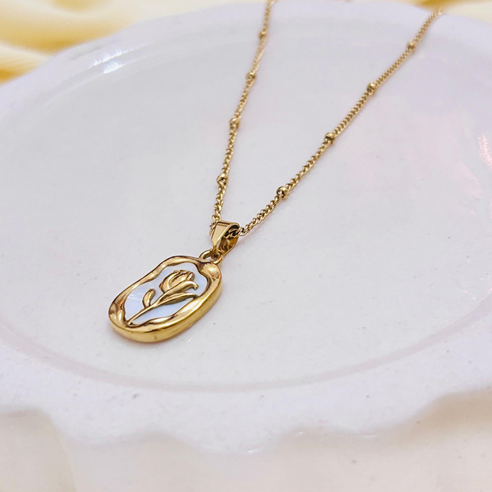 Rose Themed Pendant - White