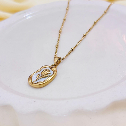 Rose Themed Pendant - White