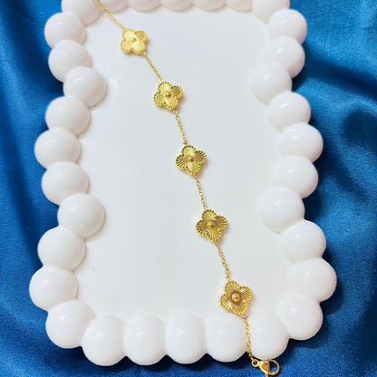 Clover Bracelet – Gold Enamel Finish